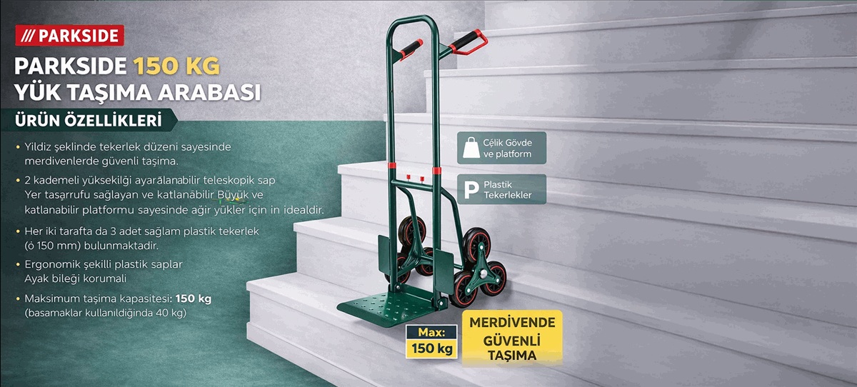 yük taşıma arabası 150 kg  merdiven çıkma özelliği