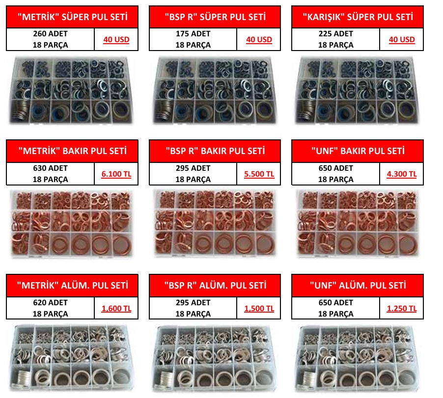 PUL SETLERİ- BAKI-ALUMİNYUM-SÜPER CONTA PUL SETLERİ