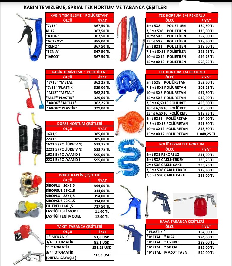 HAVA HORTUM VE TABANCALARI
