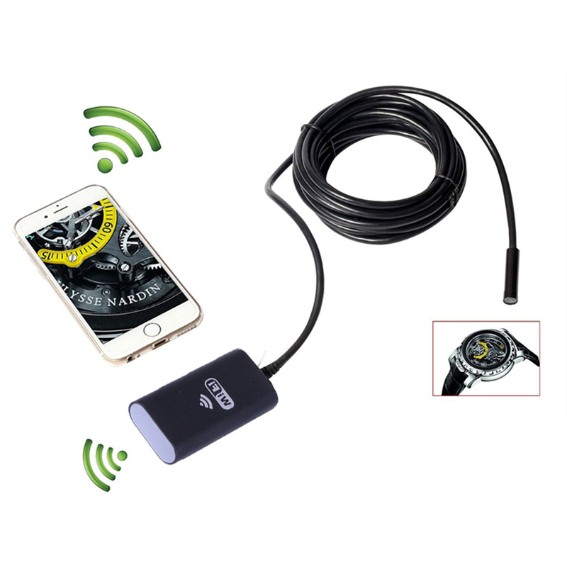 Wifi Endoskop Kamera 8mm 2.0MP IOS Android HD 720 P Yumuşak Kablo Mini Kamera Borescope Boru Kamera Yılan Kamera araç Muayene